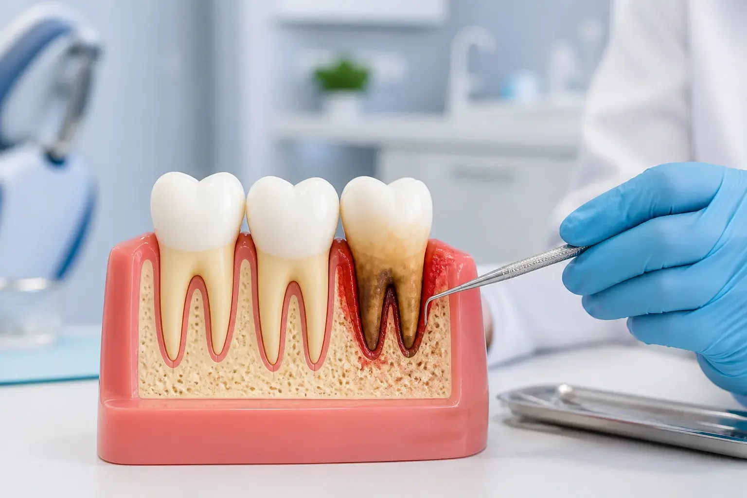 Can gum disease cause tooth loss? hero background photograph
