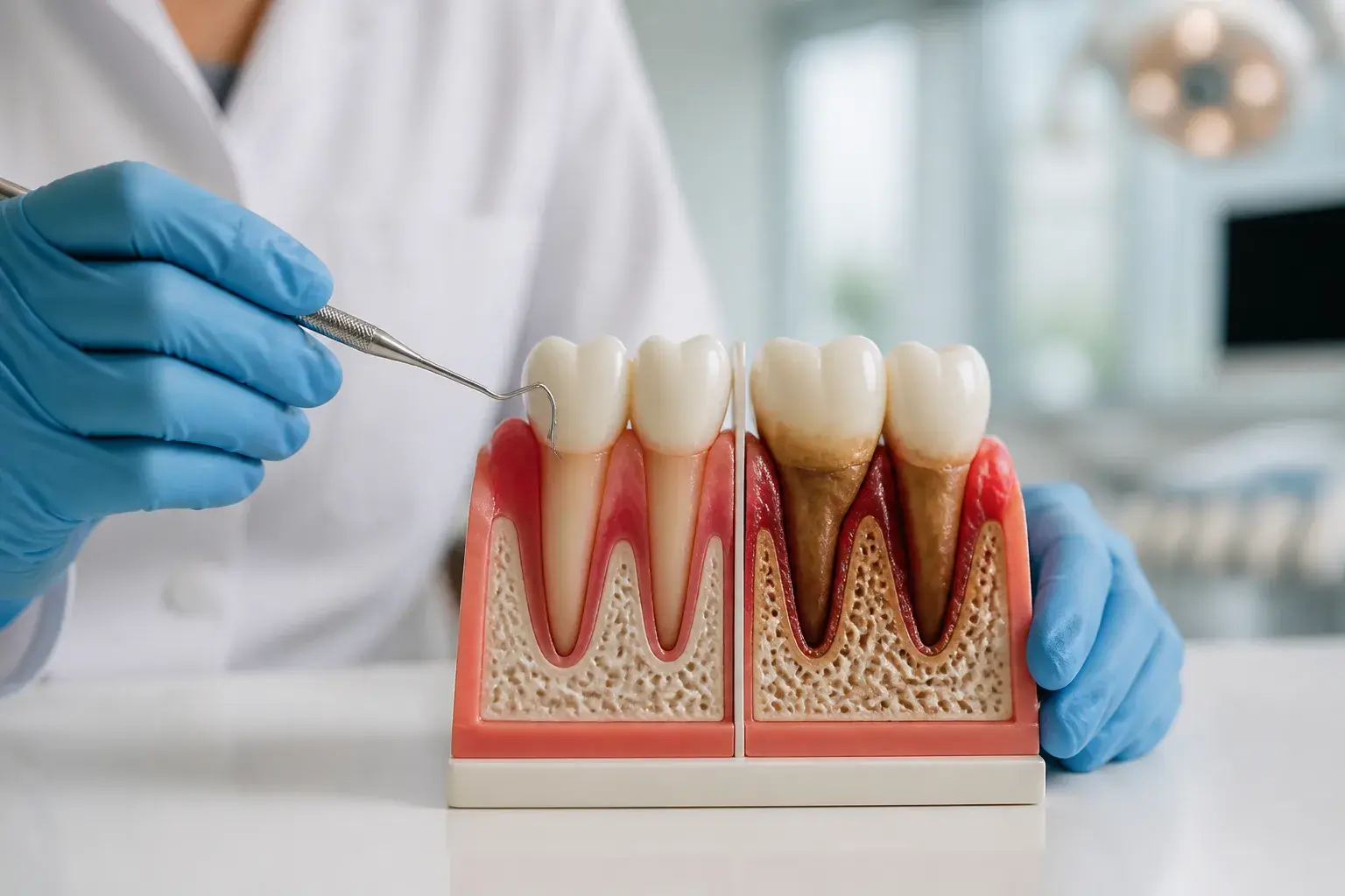 What is the difference between gingivitis and periodontitis? hero background photograph