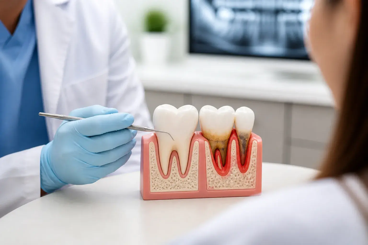 How is periodontal disease treated? hero background photograph