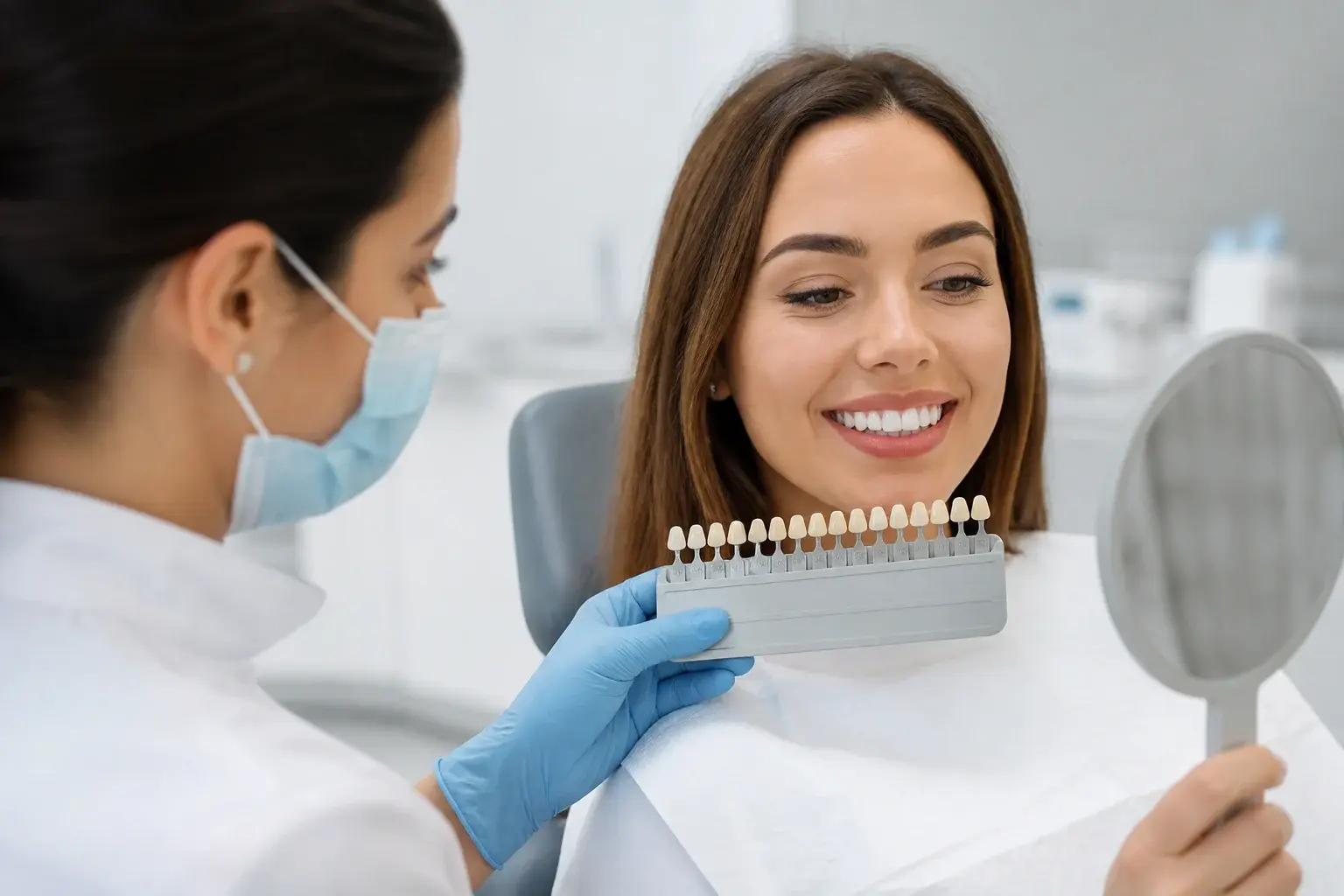 Professional whitening tray beside a cost estimate sheet explaining in-office whitening fees