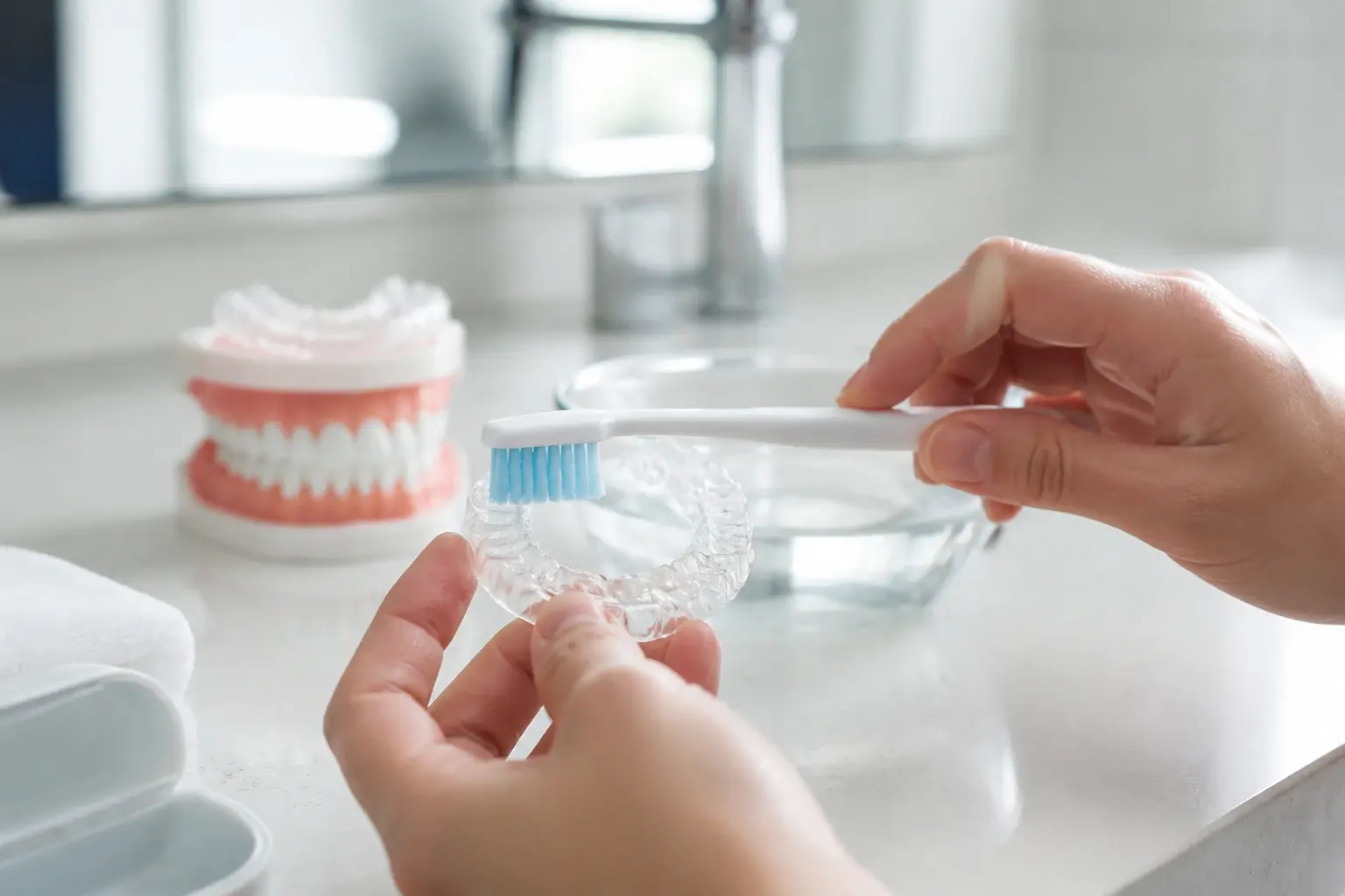 How do you clean clear aligners? hero background photograph