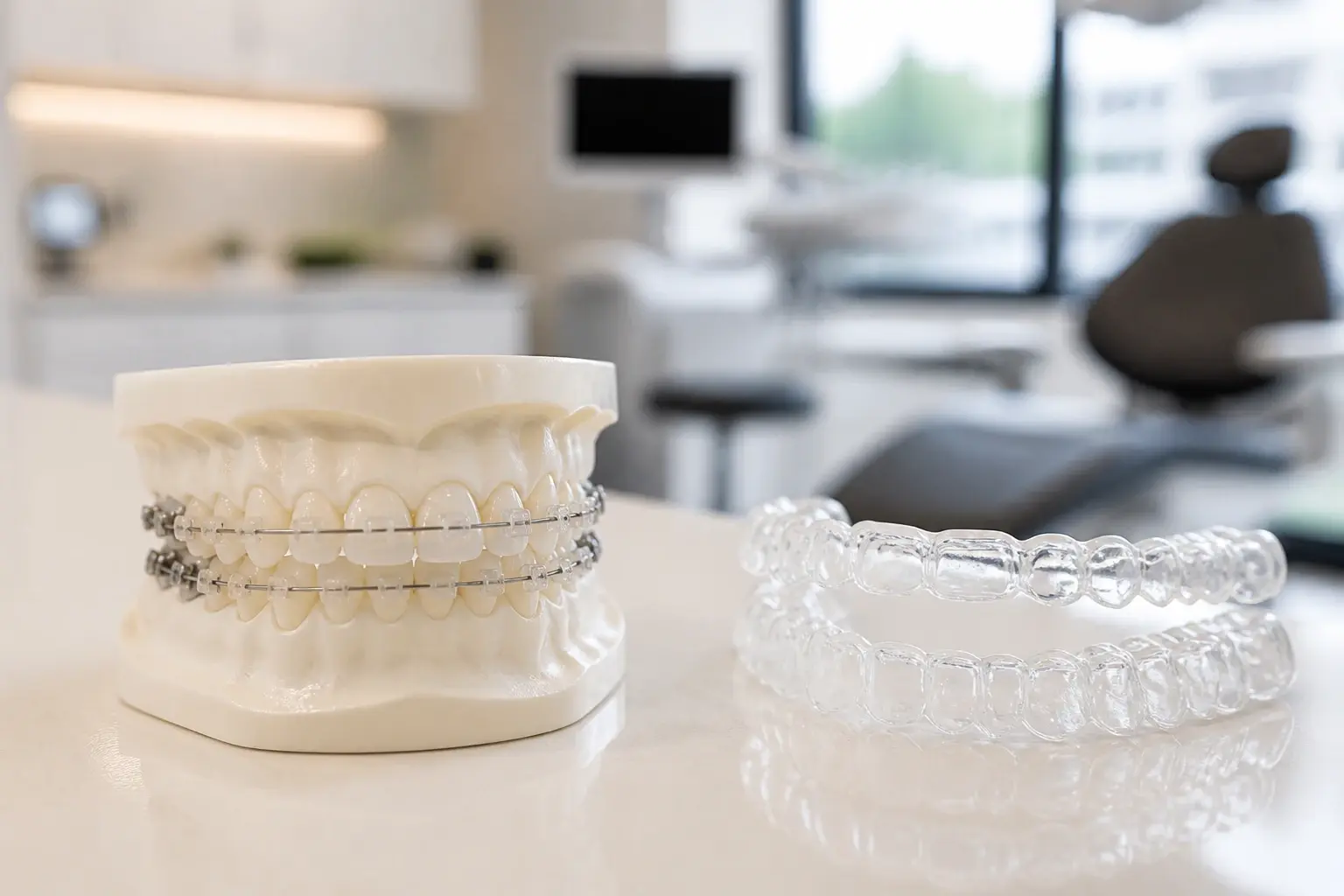 Lingual braces vs Invisalign: which is more discreet? hero background photograph
