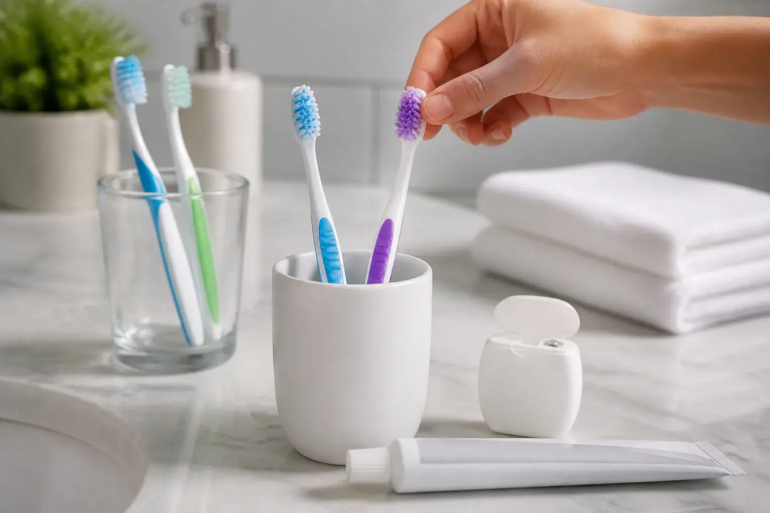 When should you replace your toothbrush? hero background photograph