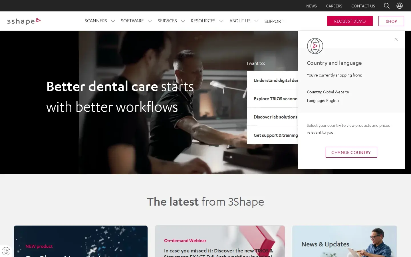 Homepage preview of 3Shape