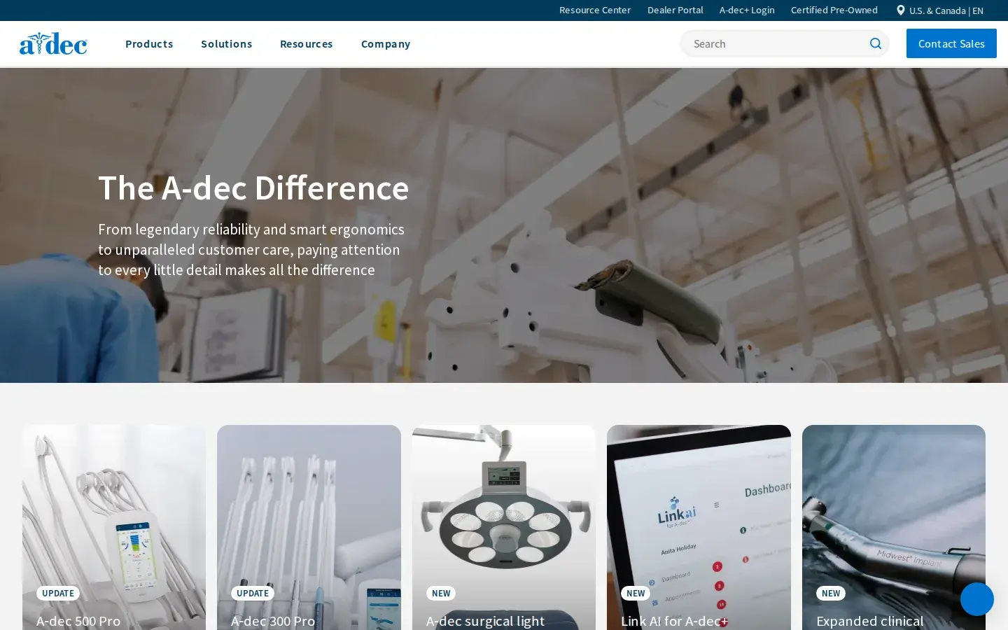 Homepage preview of A-dec
