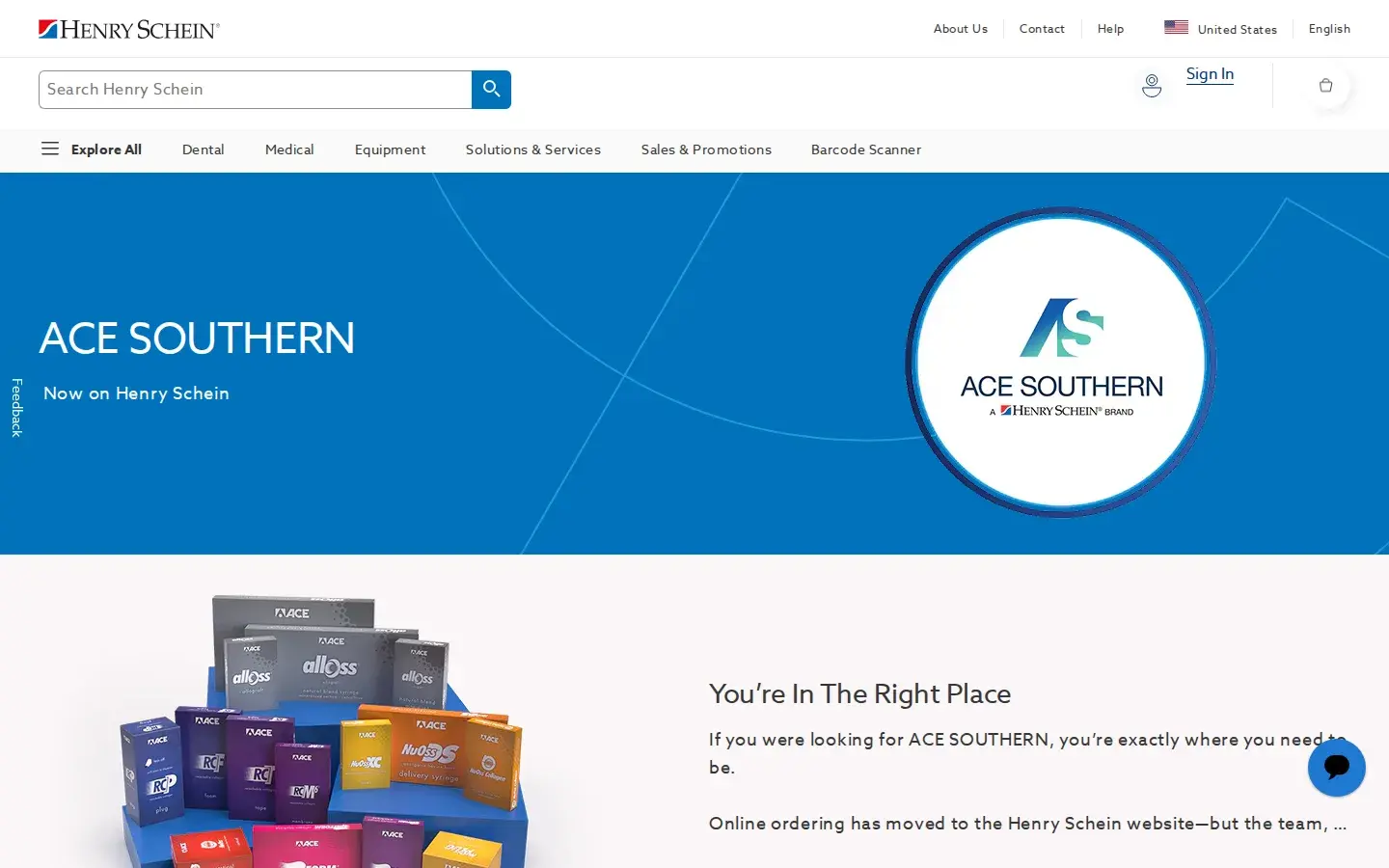 Homepage preview of ACE Surgical Supply
