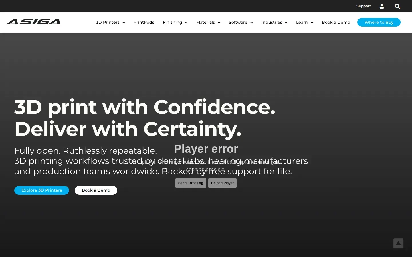 Homepage preview of Asiga