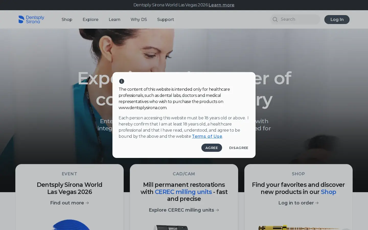 Homepage preview of Dentsply Sirona