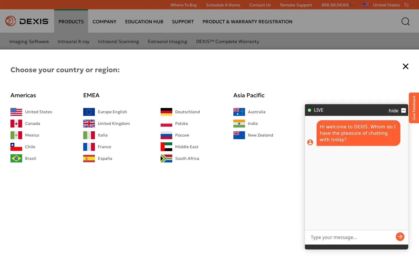 Homepage preview of DEXIS