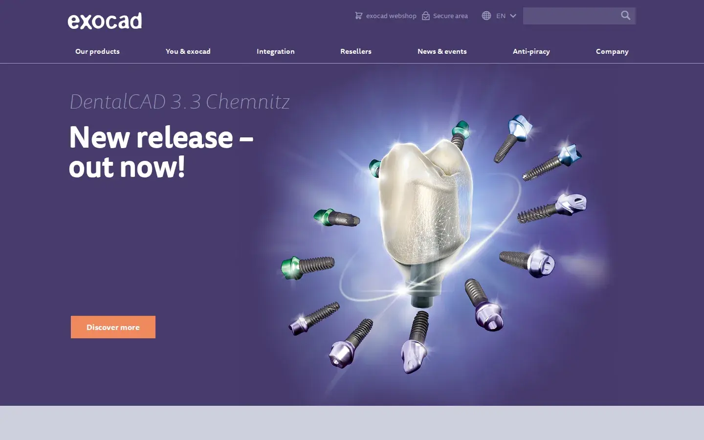 Homepage preview of exocad