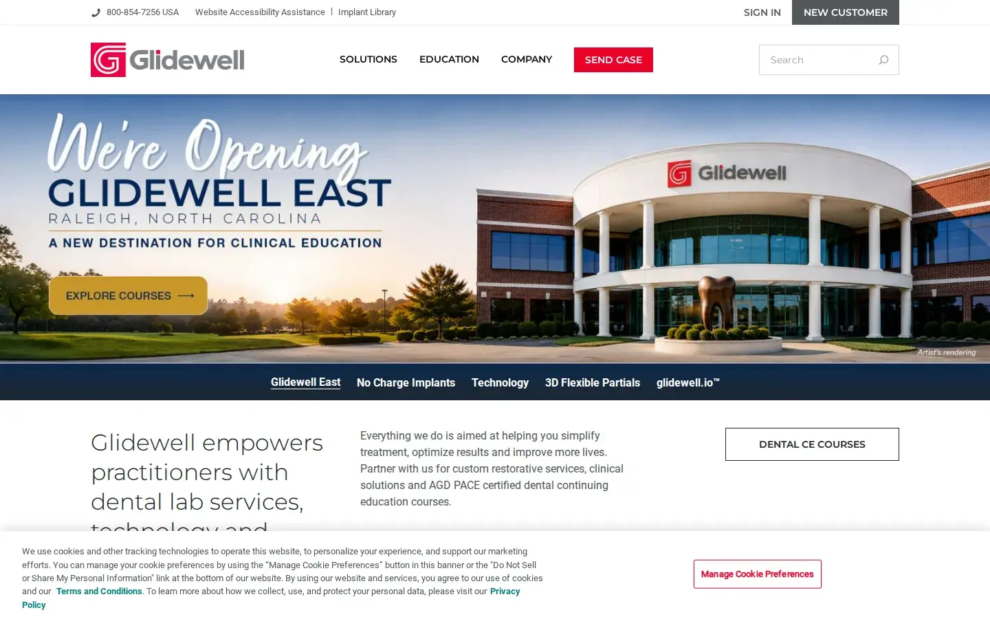 Homepage preview of Glidewell