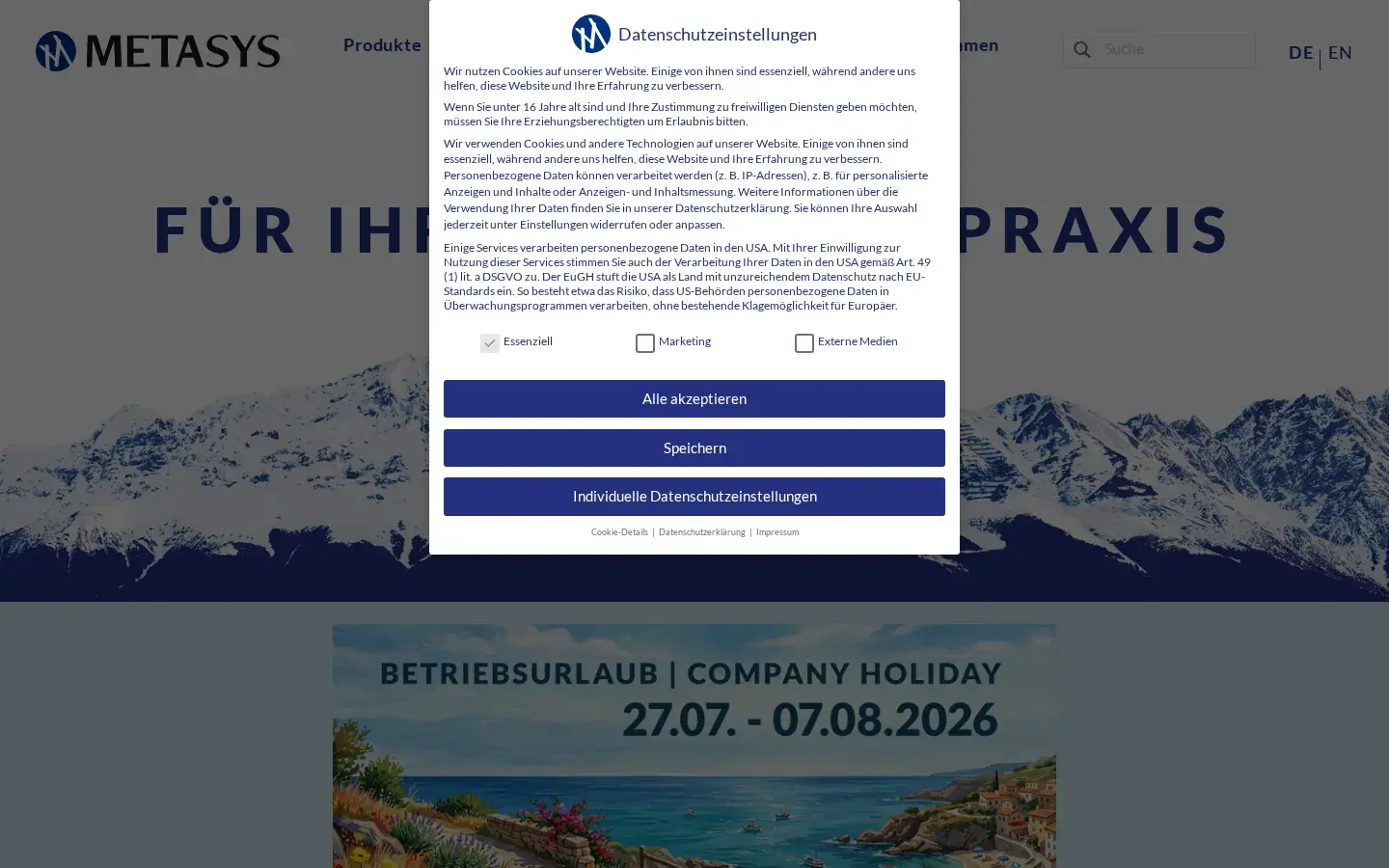 Homepage preview of Metasys