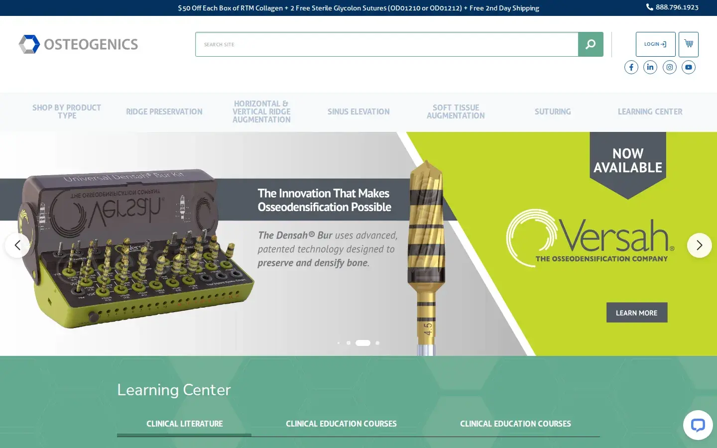 Homepage preview of Osteogenics Biomedical