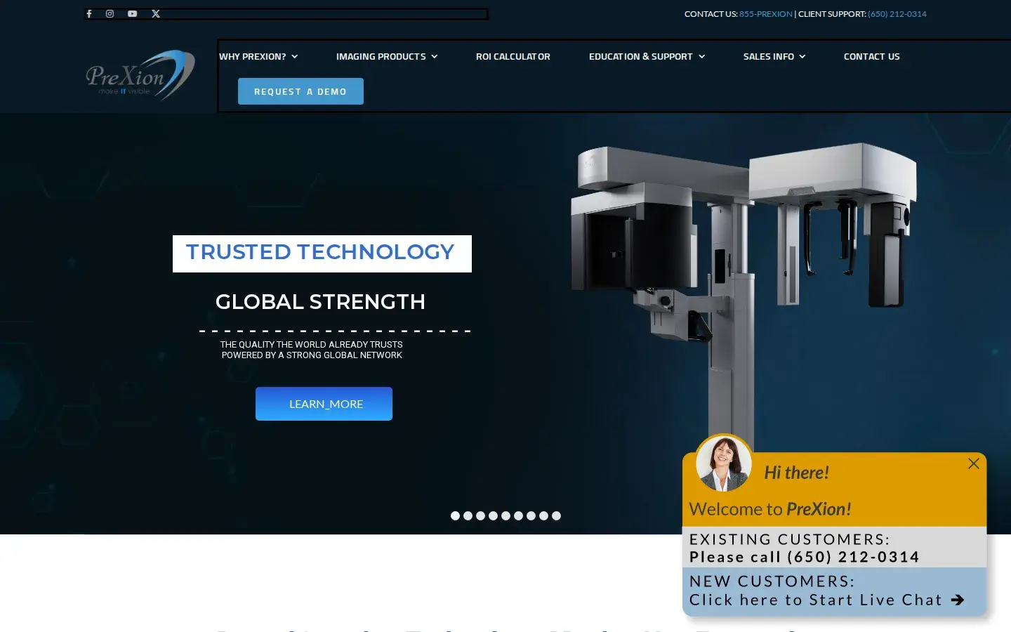 Homepage preview of PreXion