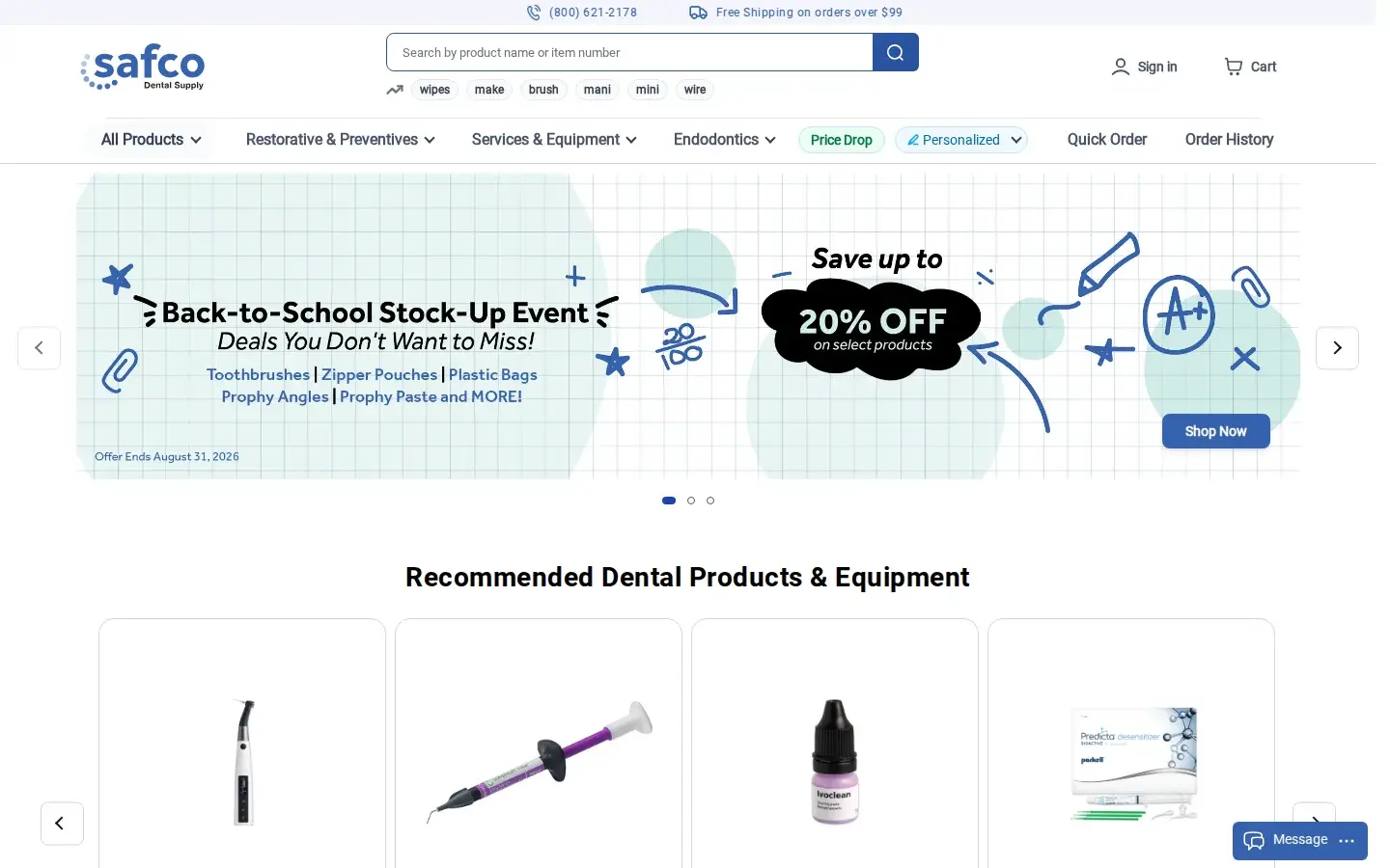 Homepage preview of Safco Dental Supply