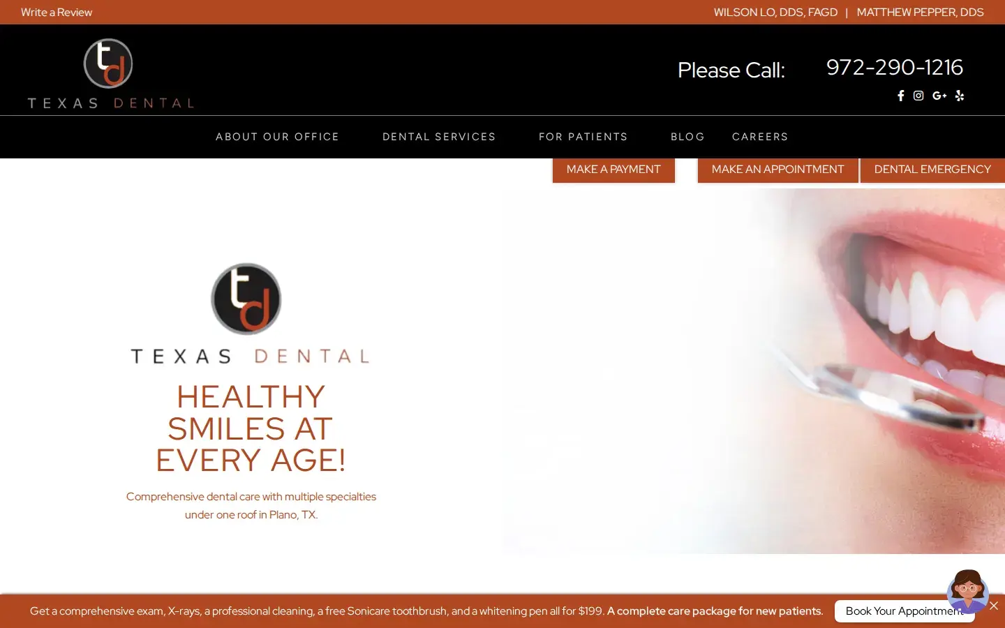 Homepage preview of Texas Dental
