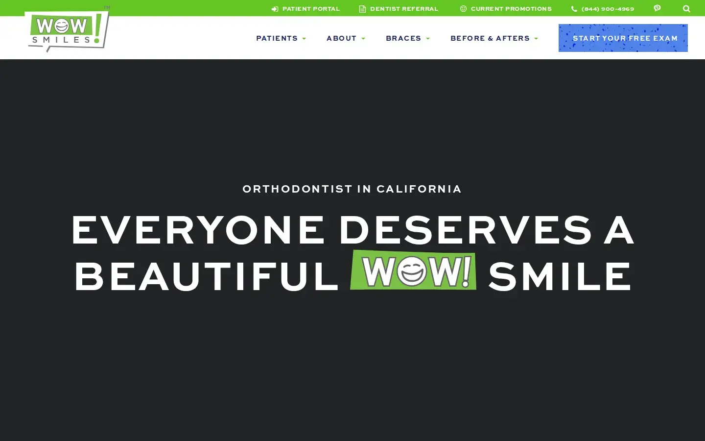 Homepage preview of Wow Smiles