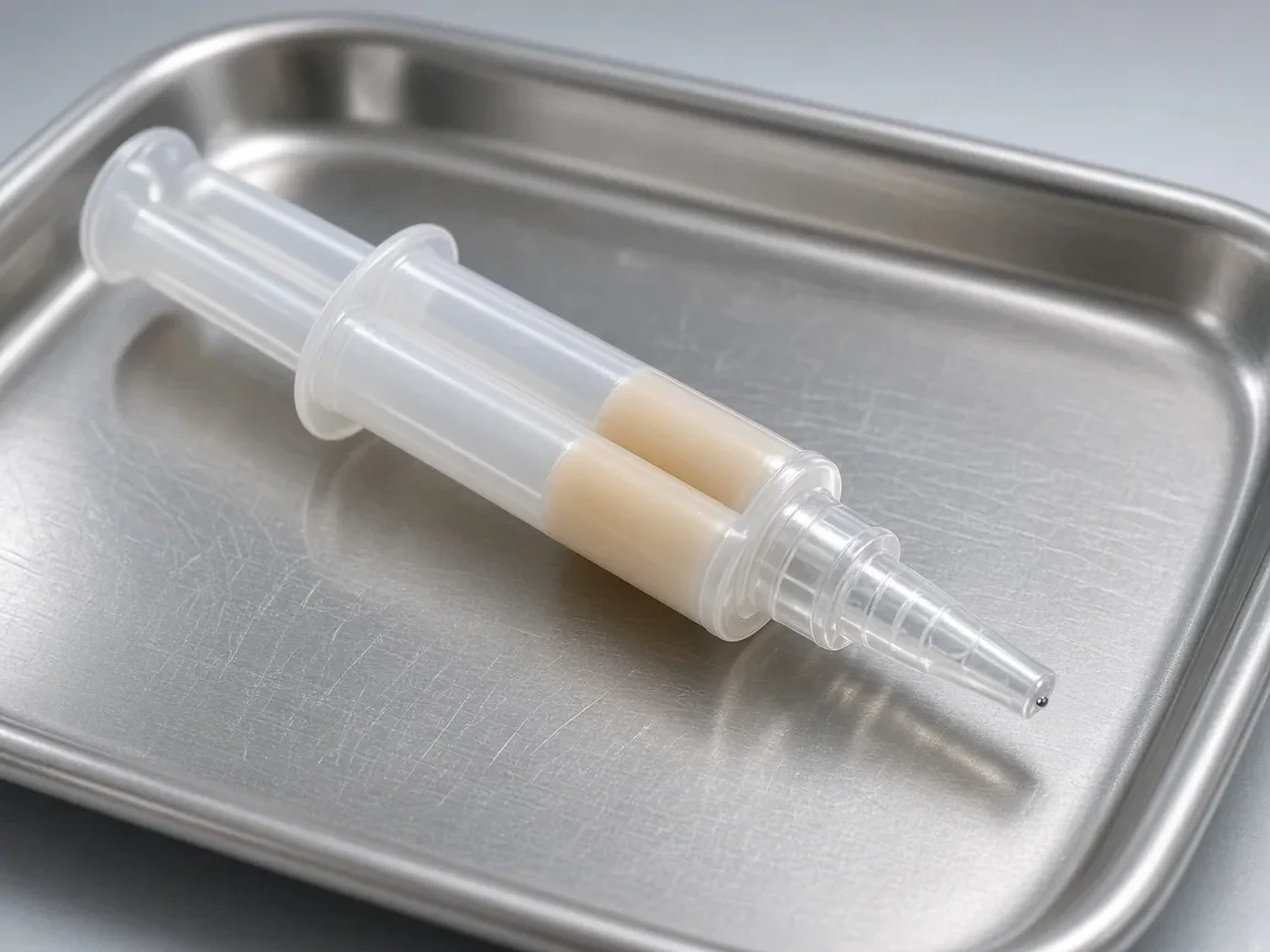 Dual-barrel dental core buildup syringe