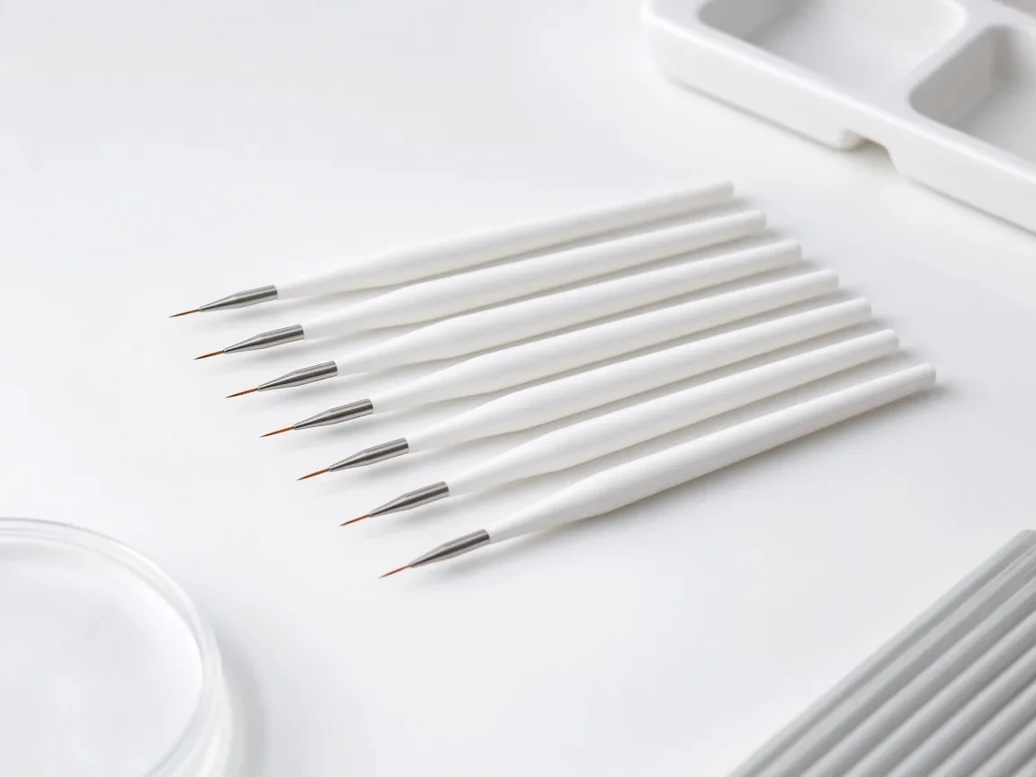 Fine porcelain brushes on a lab bench
