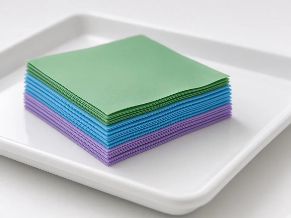 Dental dam sheets stretched on a frame