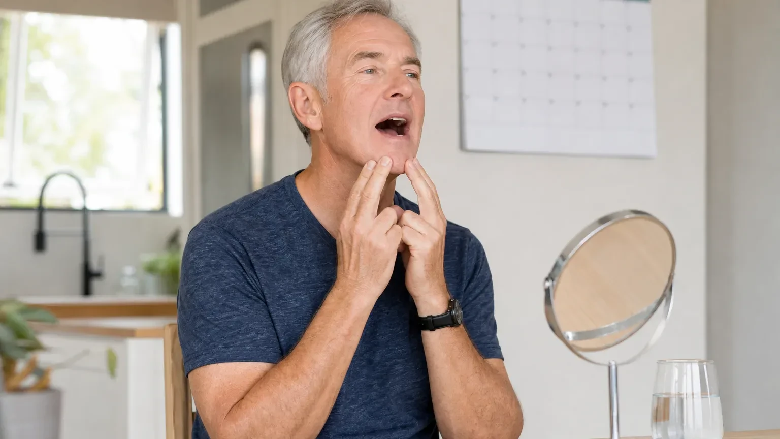 Calendar and soft-food list illustrating a watchful timeline for TMJ flare recovery