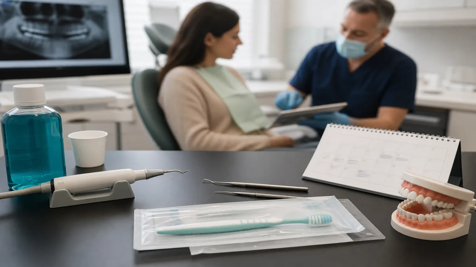 Periodontist explaining a step-by-step periodontal disease treatment plan