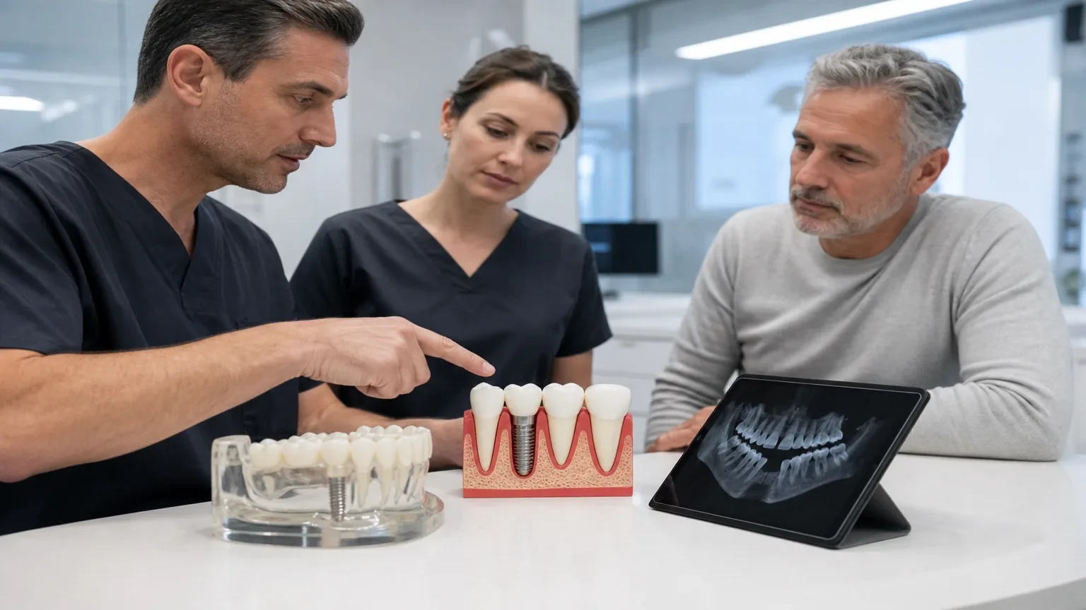 Periodontist reviewing implant candidacy after gum disease treatment