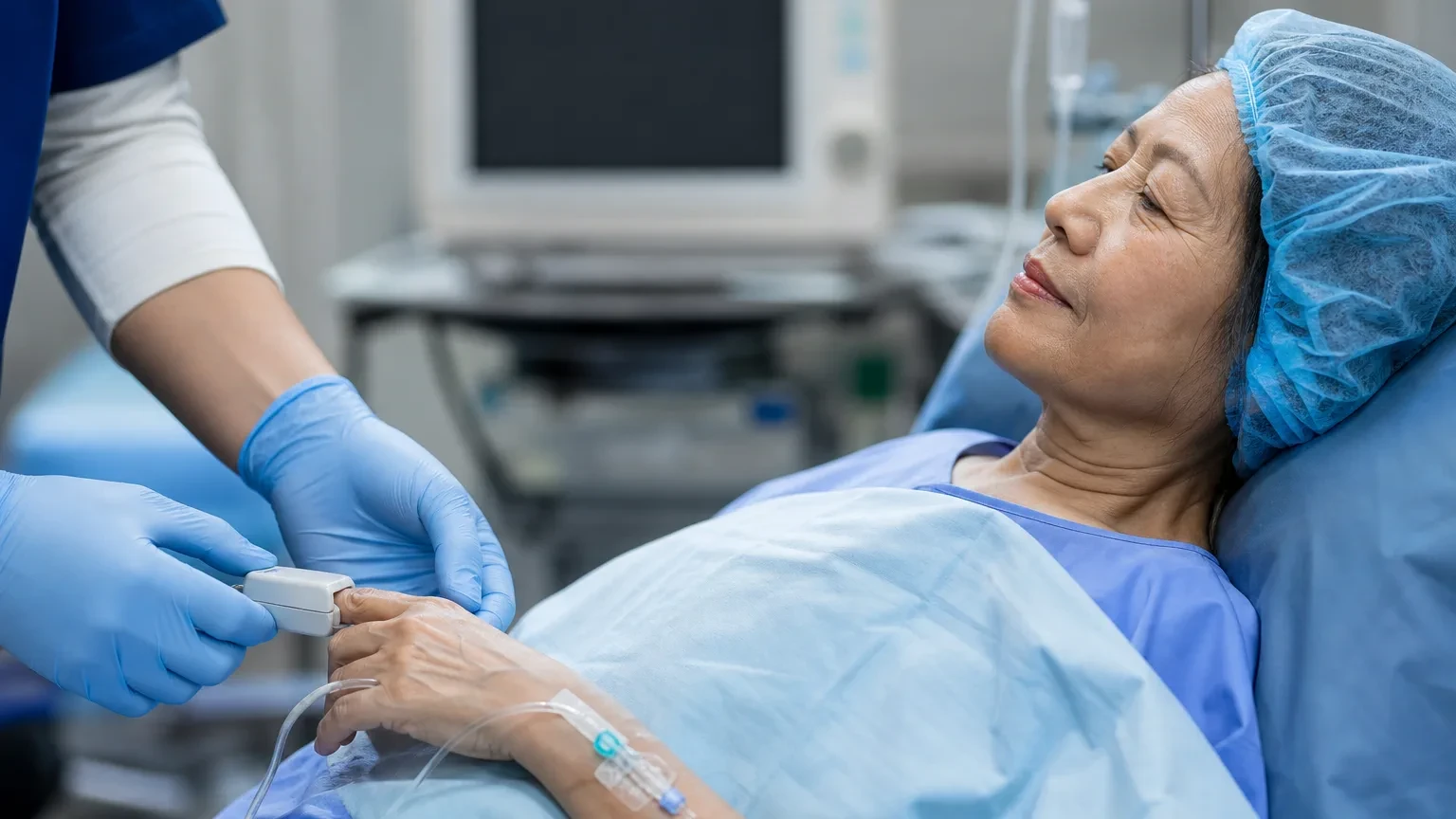 Dental team monitoring a patient’s vital signs during intravenous sedation