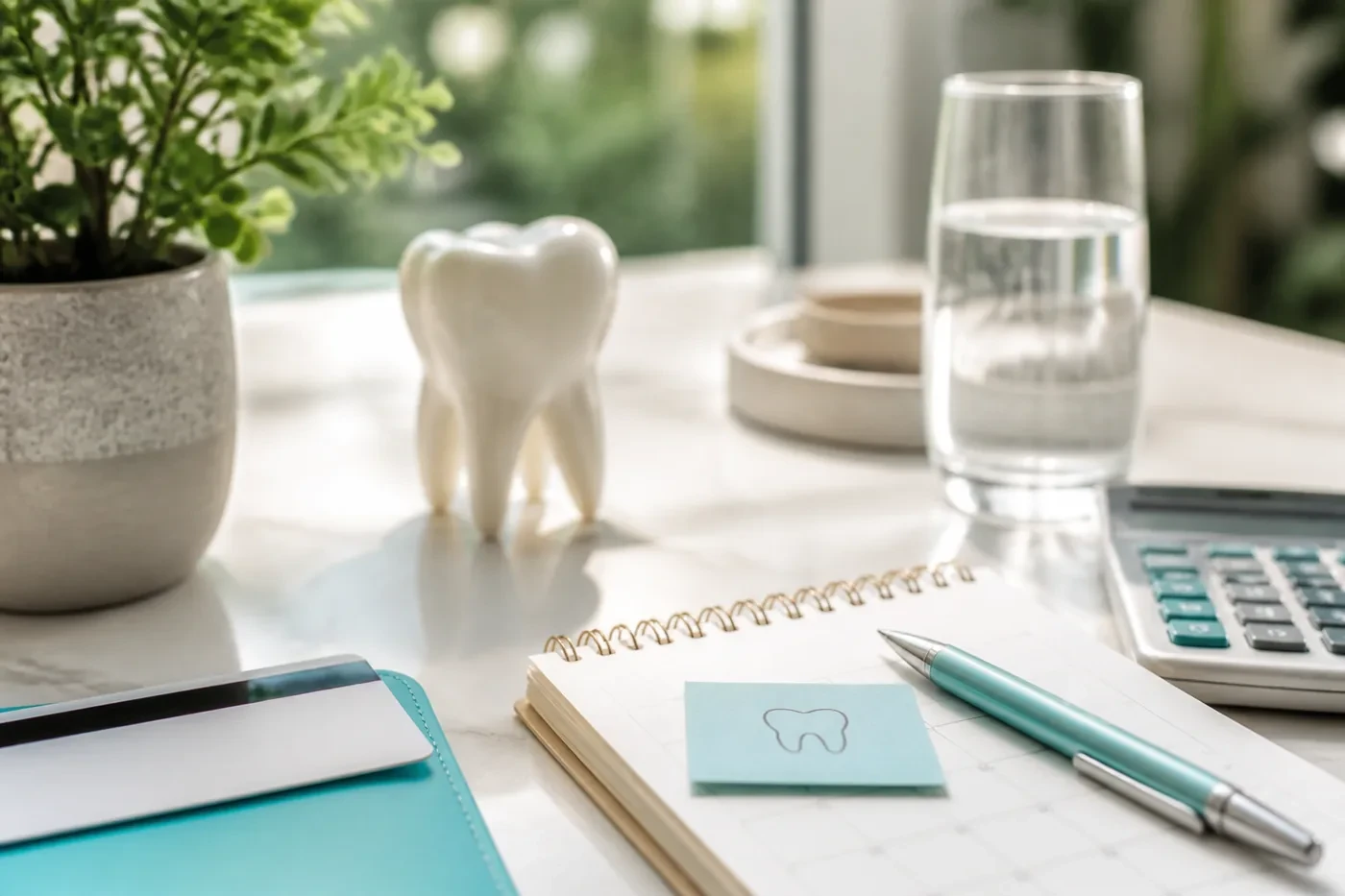 Desk scene suggesting dental insurance planning and treatment estimates