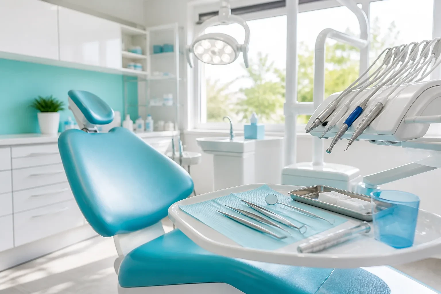 Urgent-care dental chair prepared for emergency same-day treatment