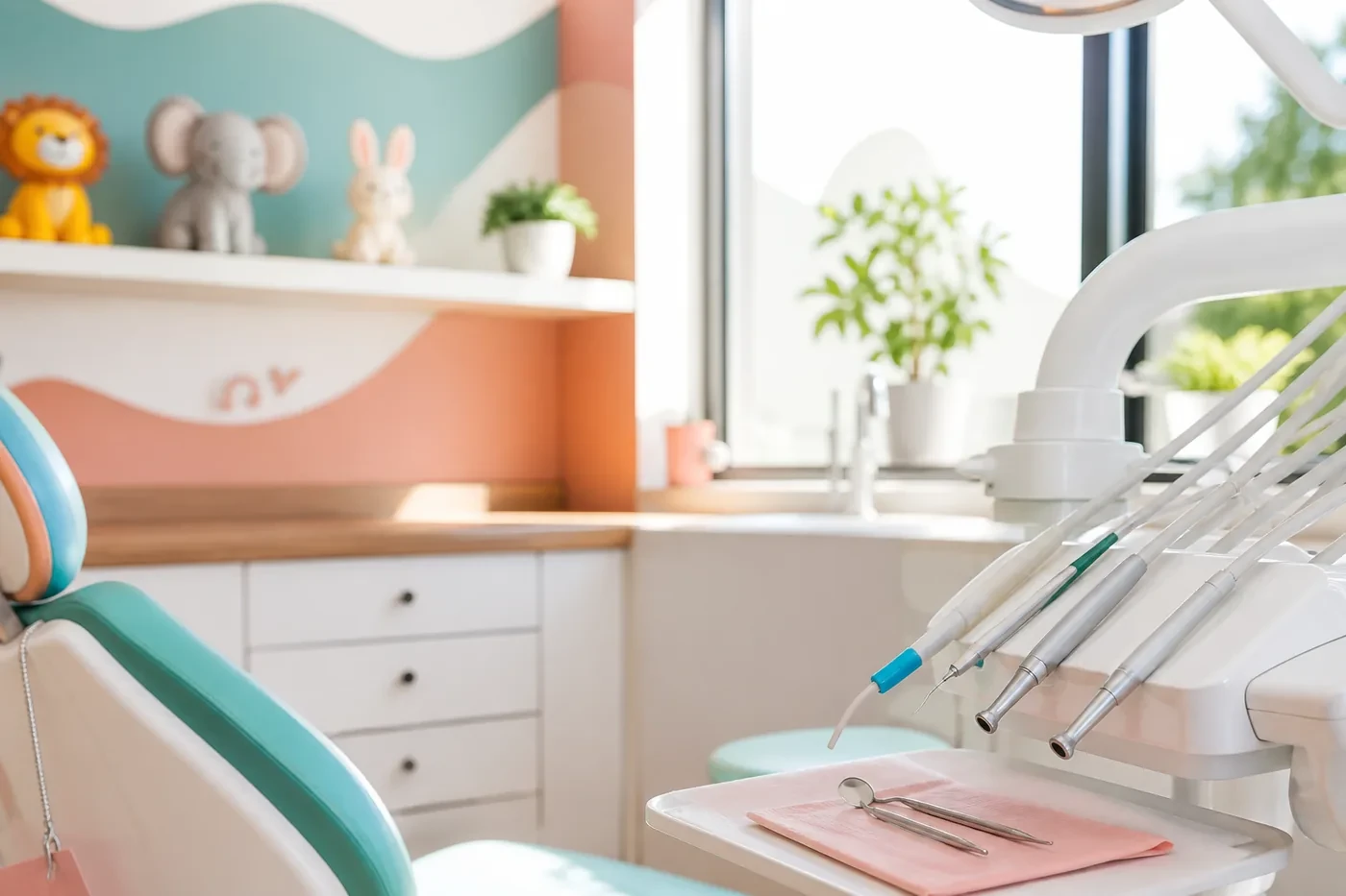 Child-friendly dental operatory with warm inviting details