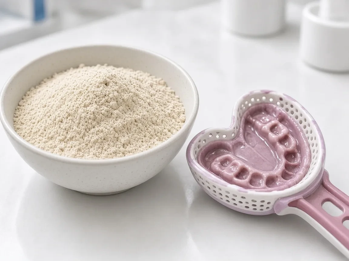 Alginate powder and a poured impression