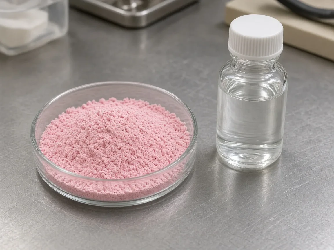 Pink denture acrylic powder and liquid
