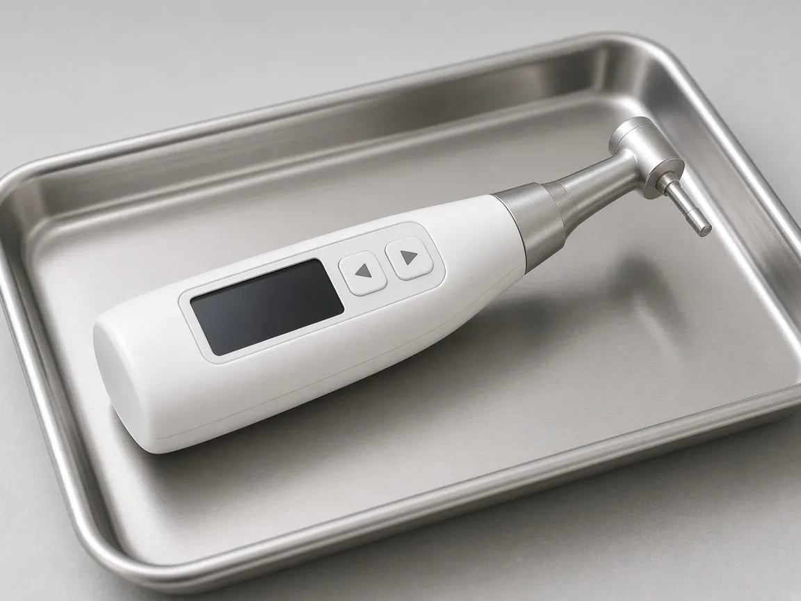 An unbranded cordless endodontic motor with a contra-angle