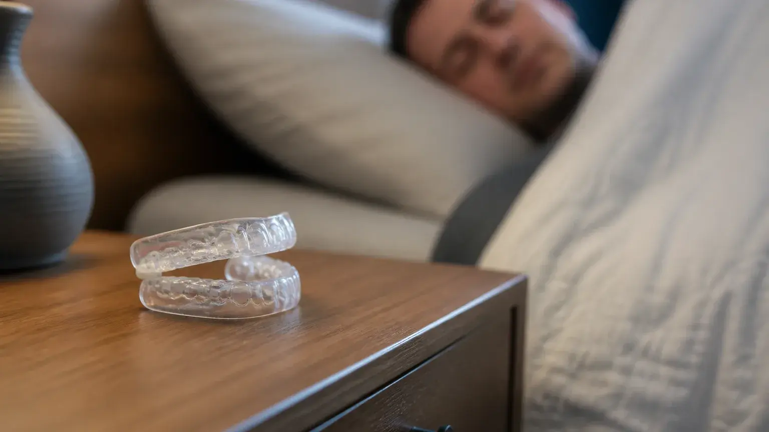Clear aligners and sleep apnea oral appliance compared during a dental consultation about airway support
