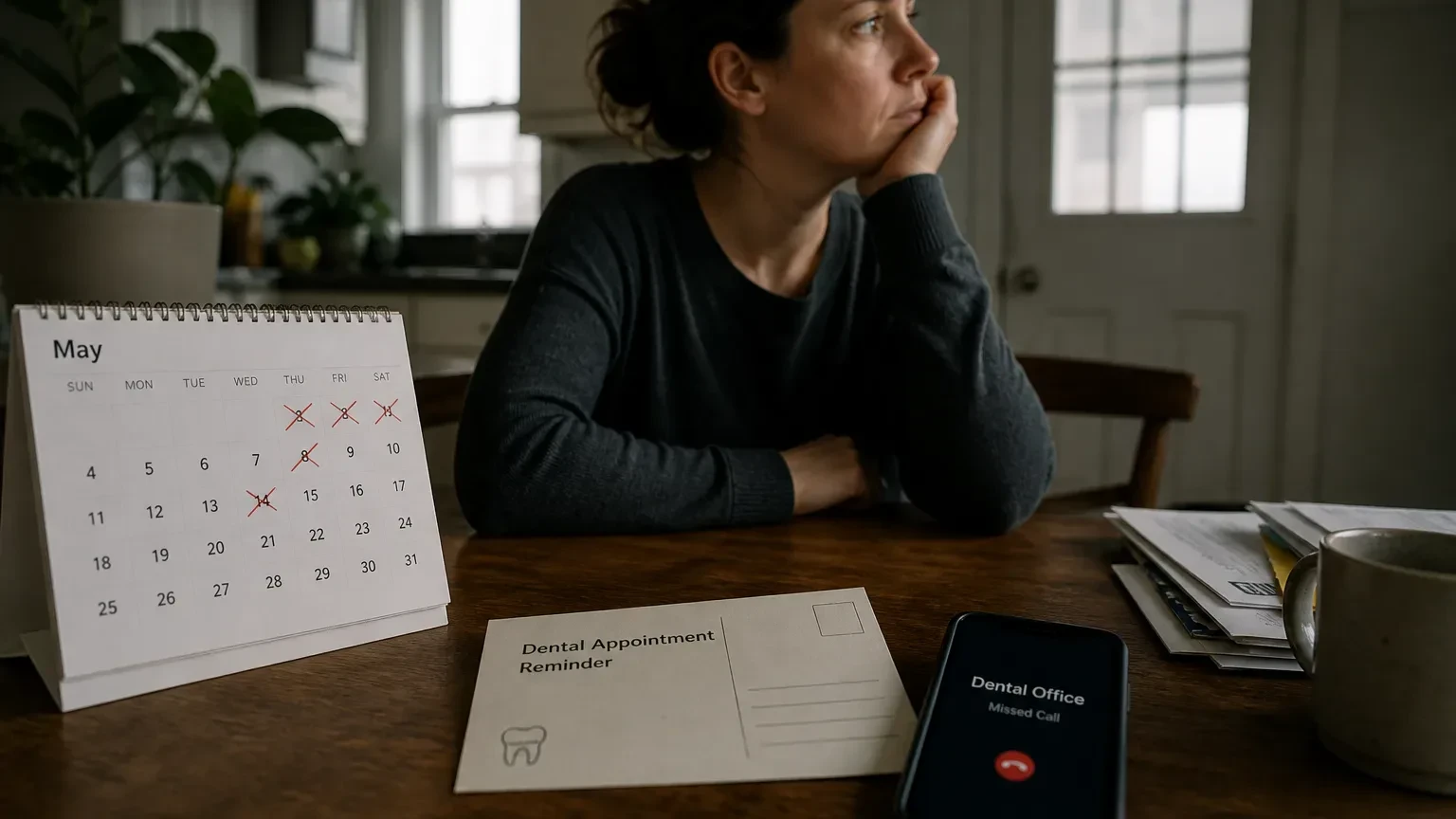 Person looking at a phone calendar after postponing a dental visit due to anxiety