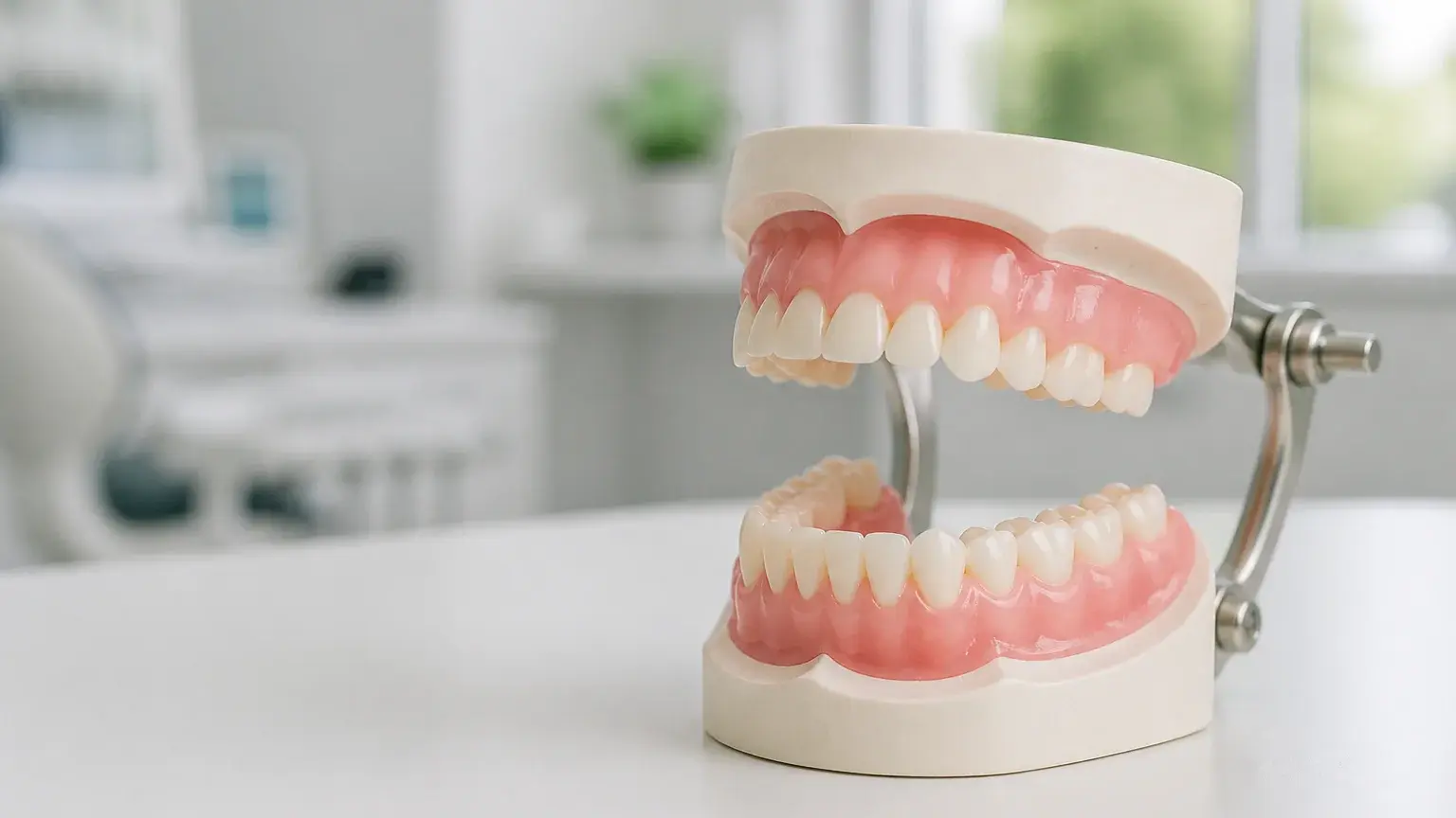 Bedside denture case and removable prosthesis highlighting safe overnight denture storage habits