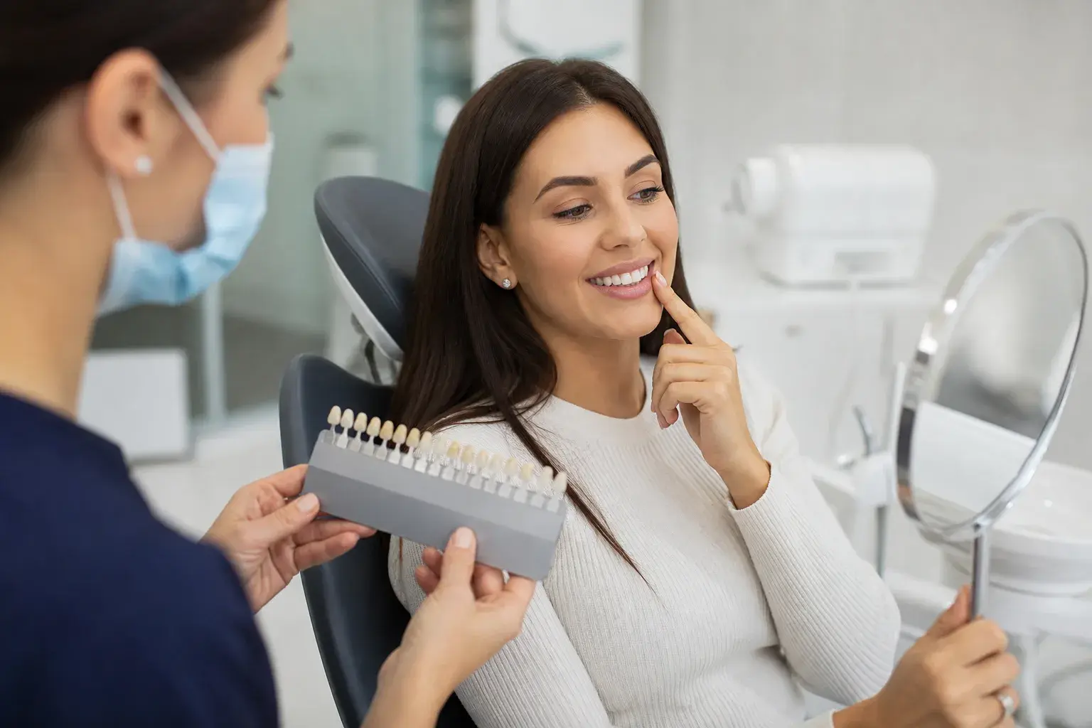 Veneer shade guide and smile design tools showing how cosmetic veneers are planned for long-lasting results