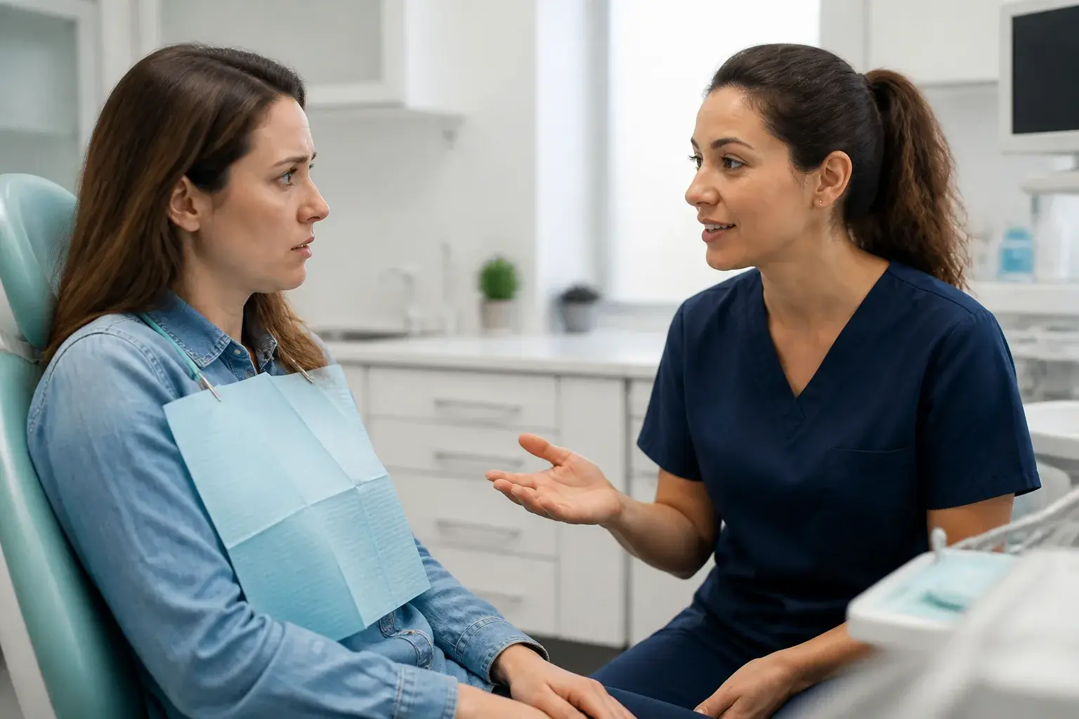 Nervous patient preparing for a dental appointment with checklist, headphones, and comfort plan