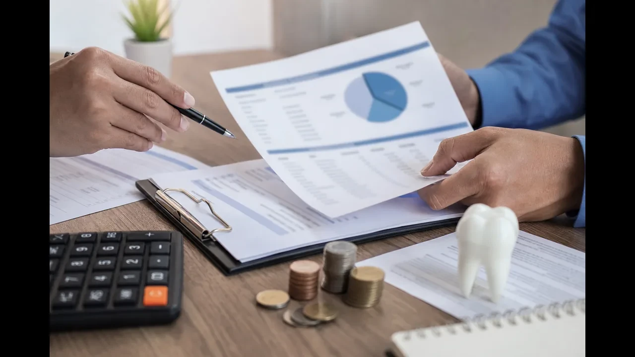 Patient reviewing an explanation of benefits that shows partial dental coverage