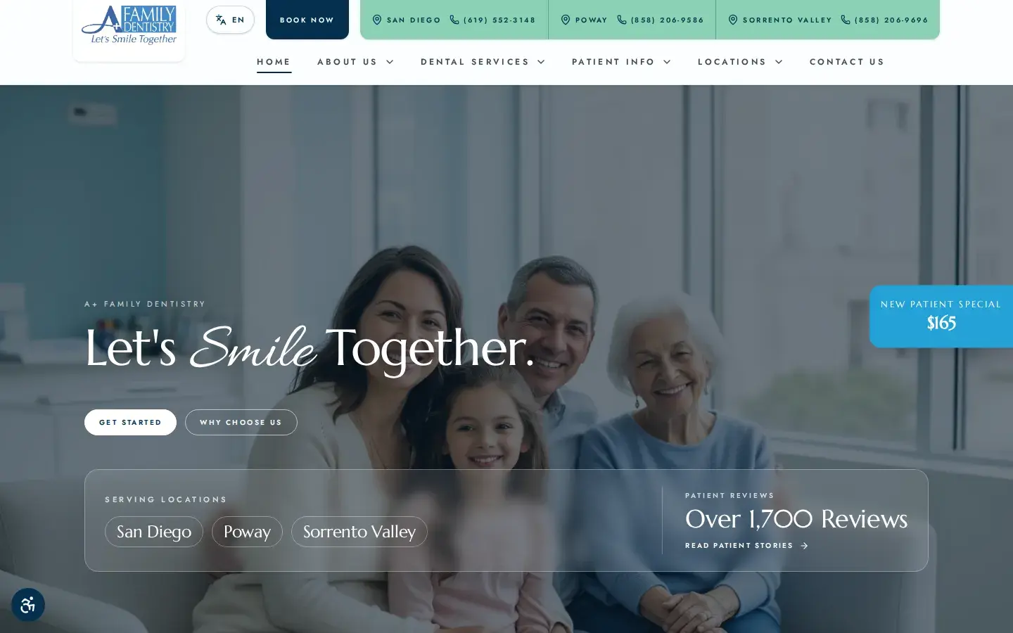 Homepage preview of A+ Family Dentistry
