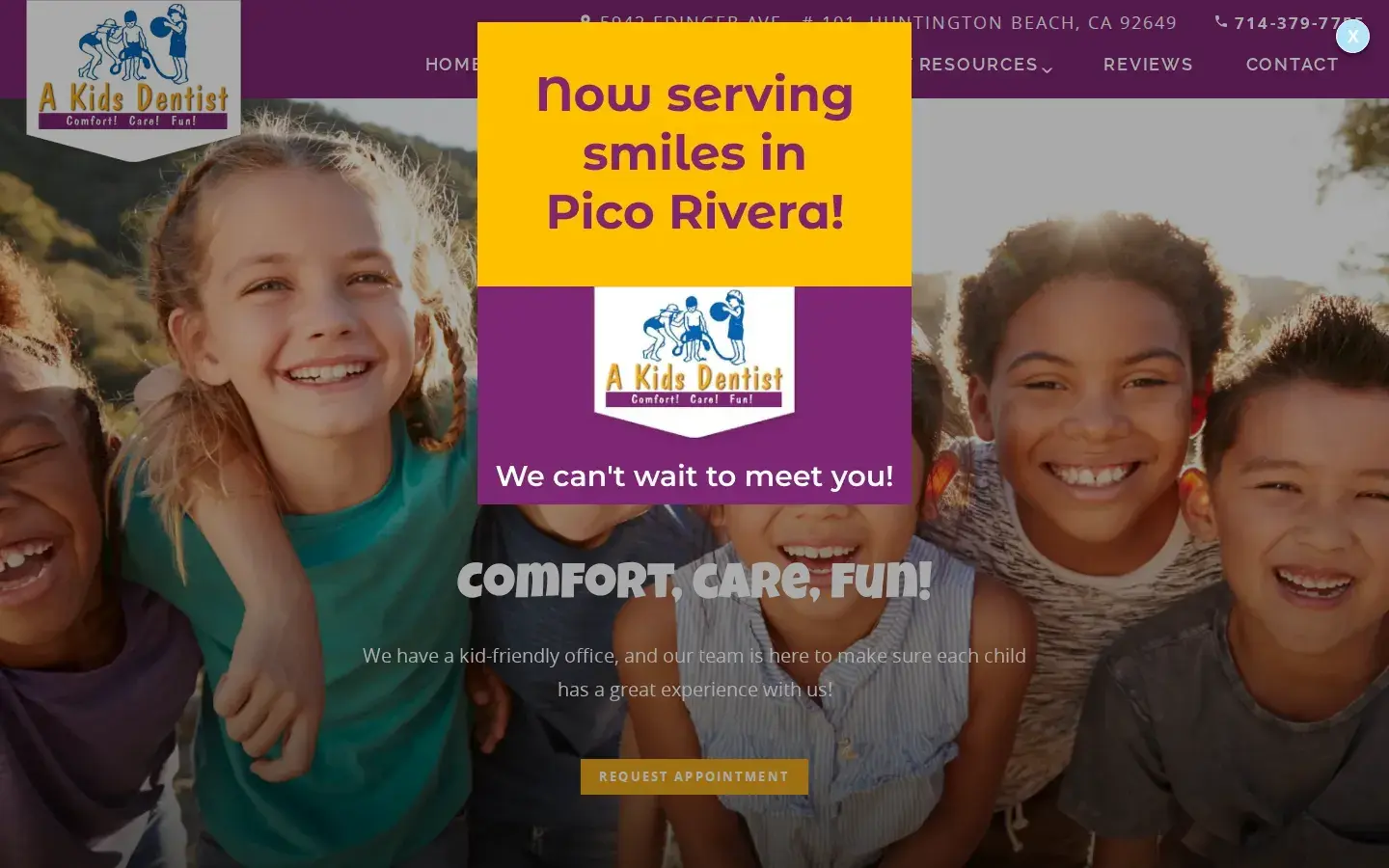 Homepage preview of A Kids Dentist