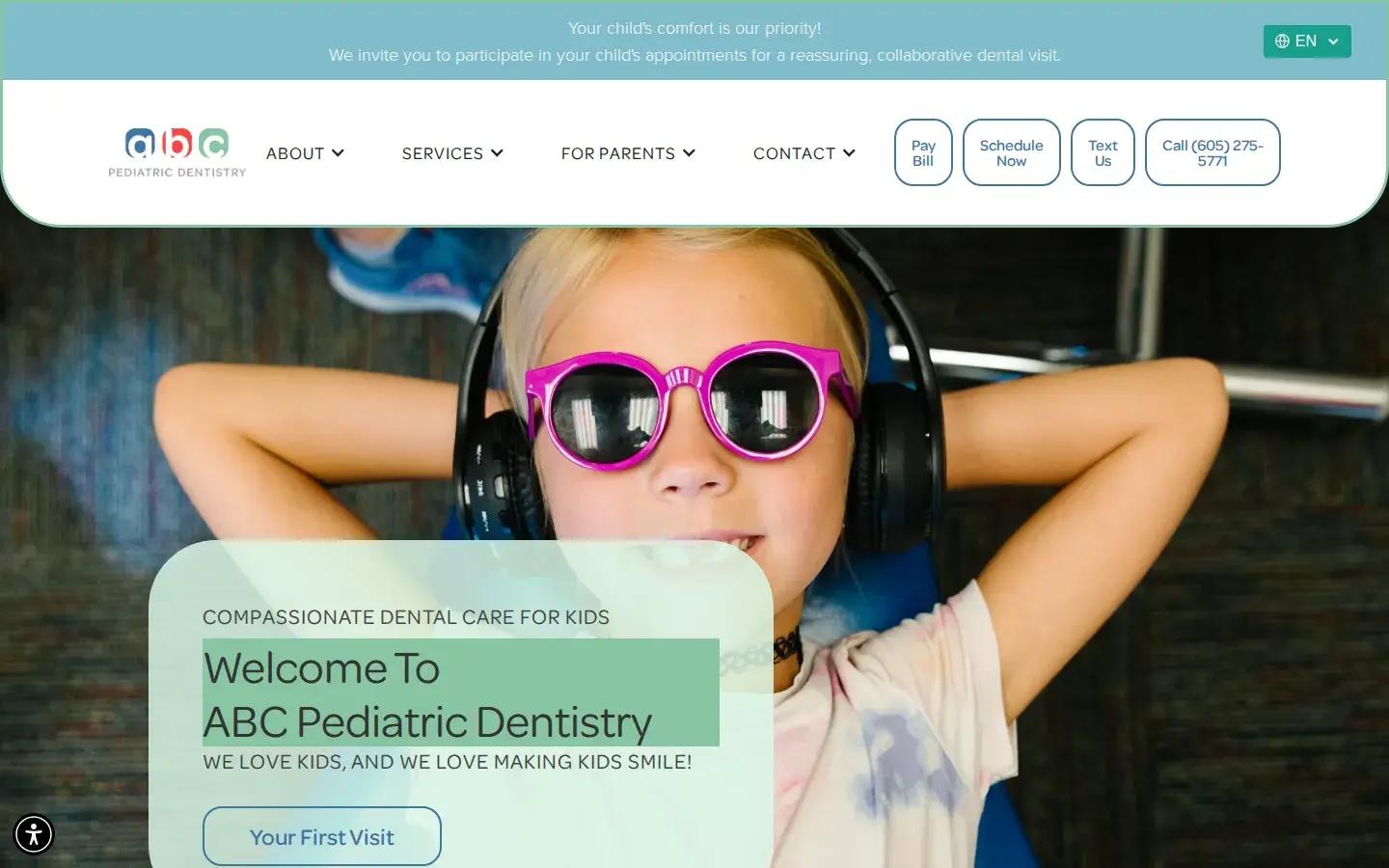 Homepage preview of ABC Pediatric Dentistry