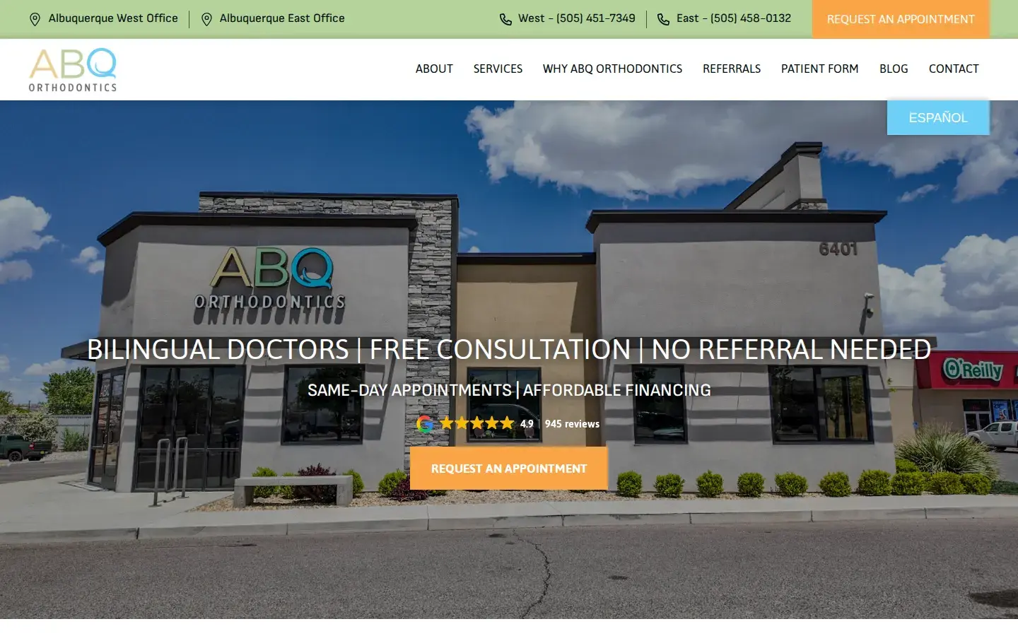 Homepage preview of ABQ Orthodontics