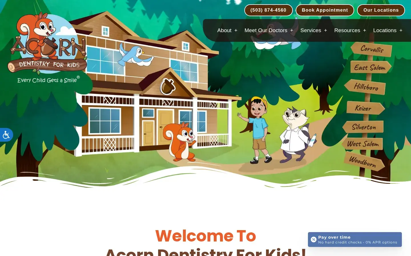 Homepage preview of Acorn Dentistry for Kids - West