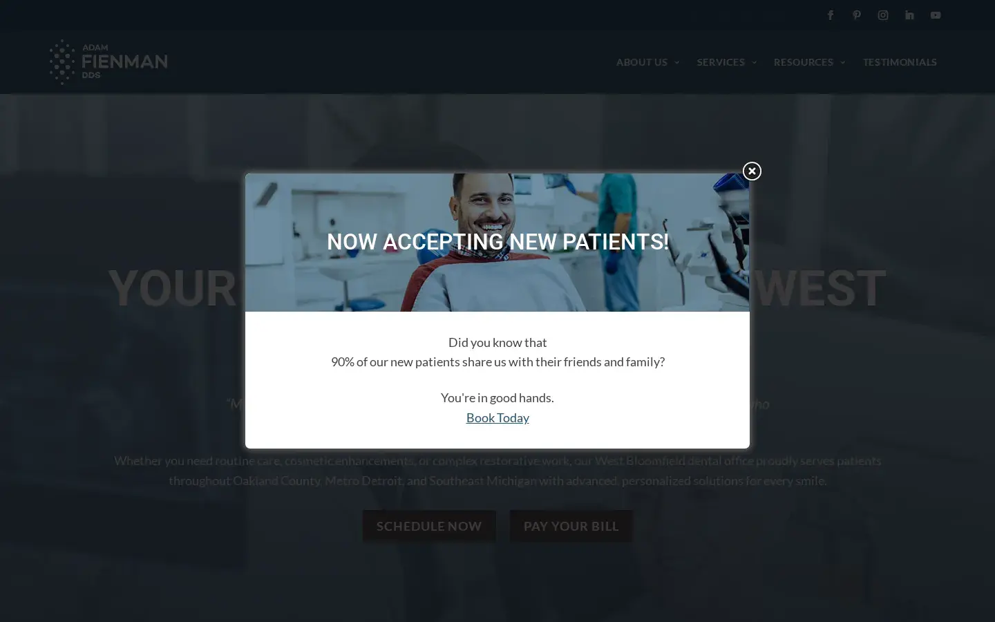 Homepage preview of Adam Fienman, DDS