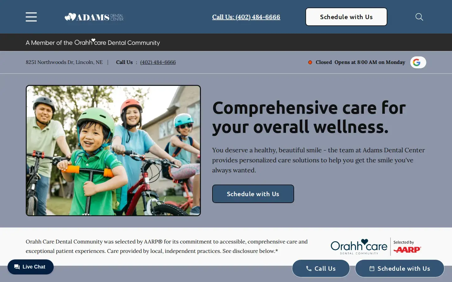 Homepage preview of Adams Dental Center