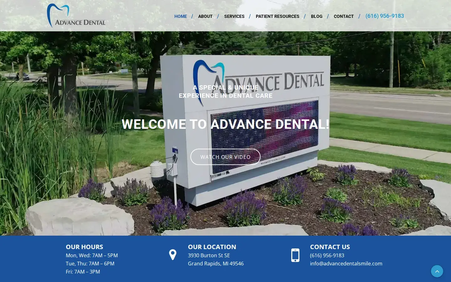 Homepage preview of Advance Dental