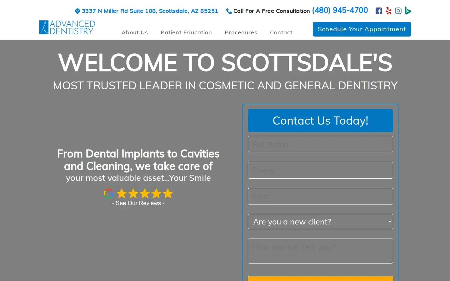Homepage preview of Advanced Dentistry Cosmetic Dental Center