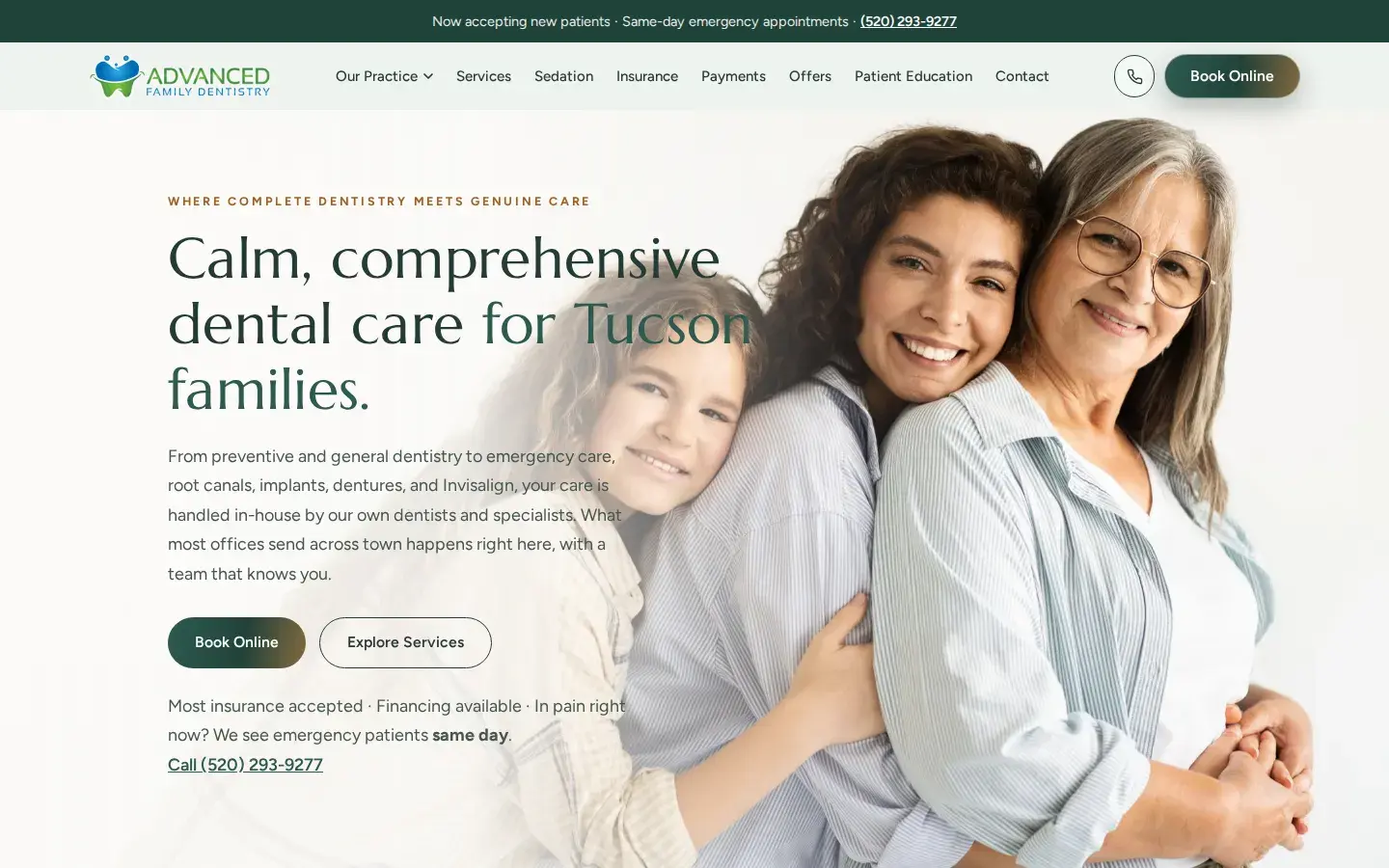 Homepage preview of Advanced Family Dentistry